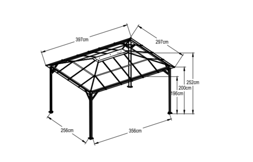 Garden Top 4X3 גזיבו פרמיום אלומיניום