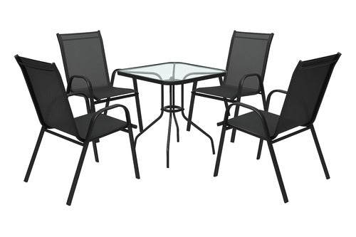 סט פינת אוכל דגם סול PLAYA שולחן זכוכית שקופה + 4 כיסאות