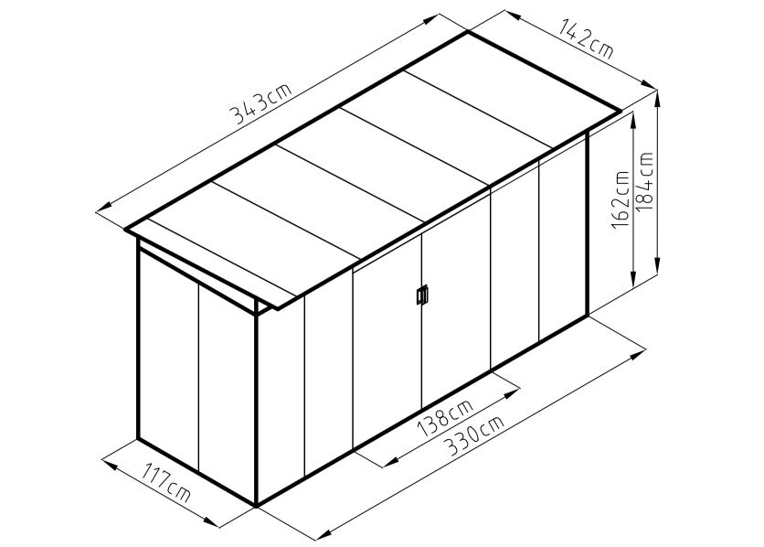 מחסן מתכת דגם Bella-C לבן 3.40X1.42 Garden Top