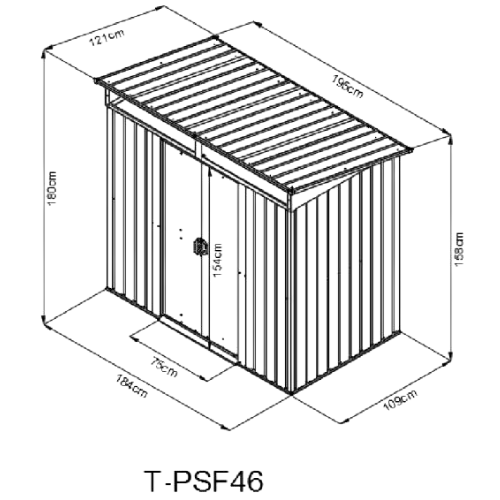 מחסן מתכת דגם סקיילייט 1.95X1.21 דגם PSF46 Garden Top
