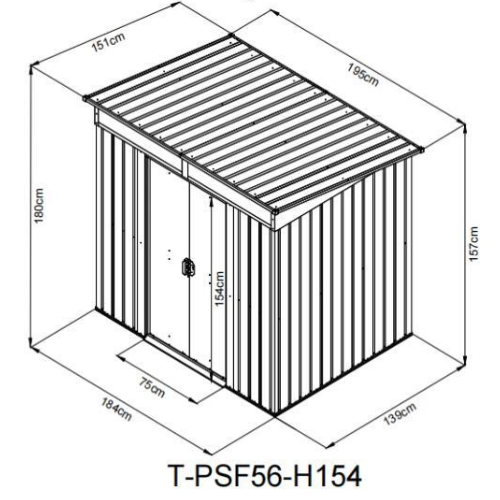 מחסן מתכת 1.95X1.51 דגם PSF56 Garden Top