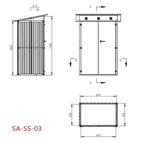 מחסן מתכת דגם SA3 מידה Garden Top 0.90X1.20