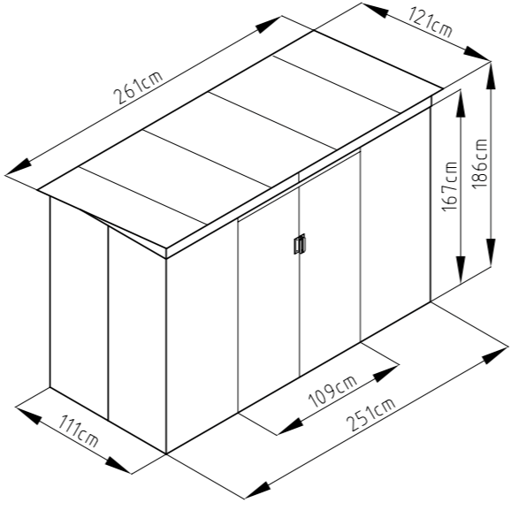 מחסן מתכת סקיילייט דגם  Sky B מידה 2.61X1.21 Garden Top