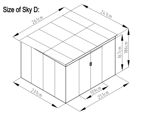 מחסן מתכת סקיילייט דגם  Sky D מידה 2.61X2.41