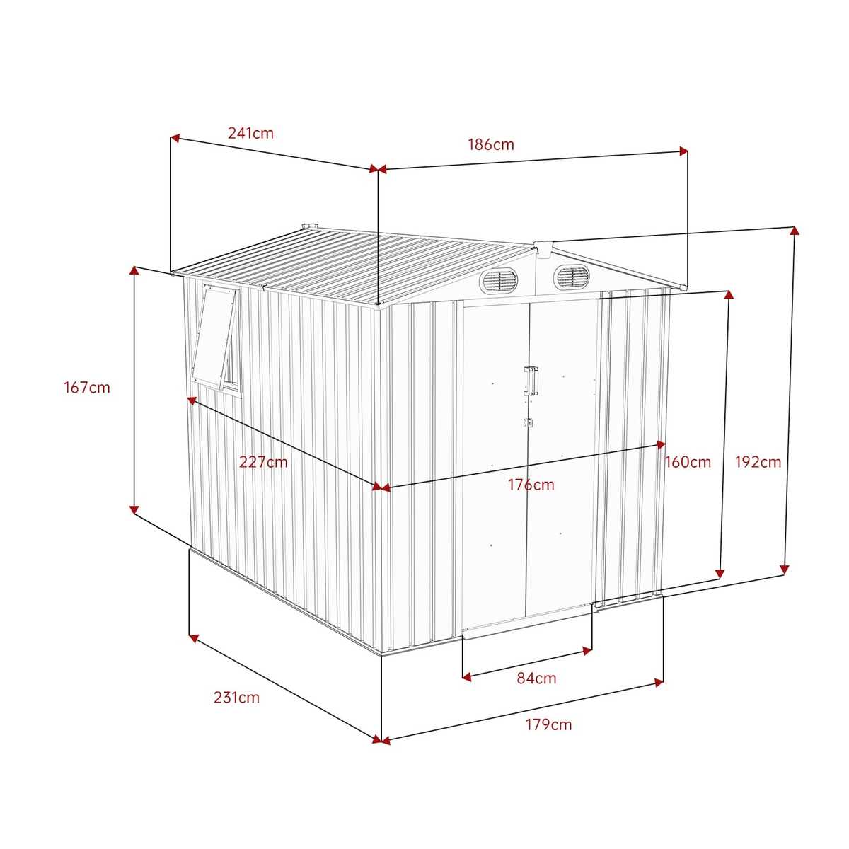 מחסן מתכת דגם 8X10FT Garden Top T108