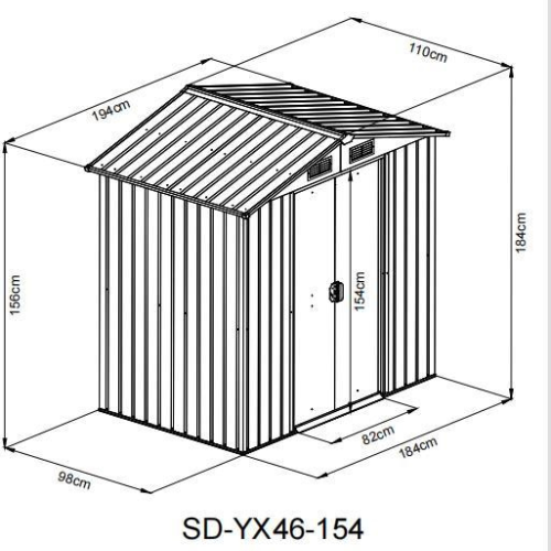 מחסן מתכת 1.94X1.10 דגם YX46 Garden Top