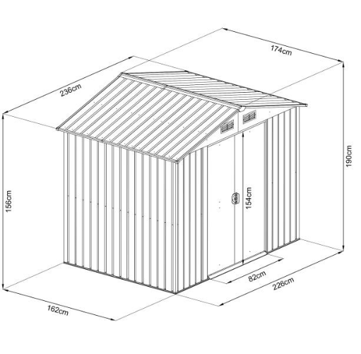 מחסן מתכת 2.36X1.74 דגם YX68 Garden Top